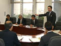 平成19年11月15日、宮崎県庁にて企業誘致、医療確保、ハウス燃料への木製ペレットについて