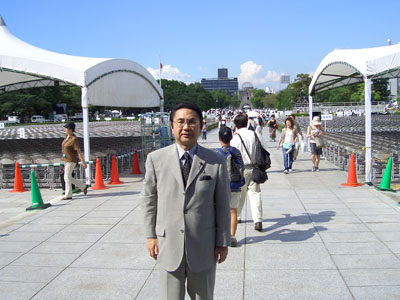 広島市被爆死没者慰霊式平和記念式典前日会場にて。